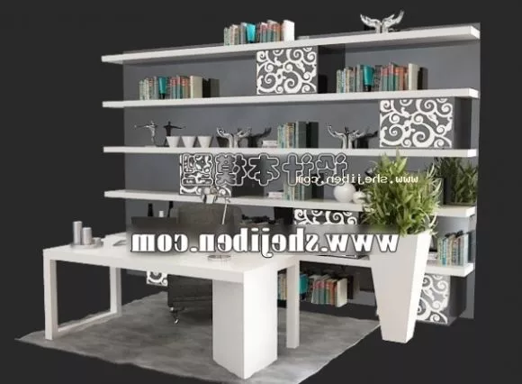 Bedroom Shelf With Set Of Bottles And Shoes 3d model