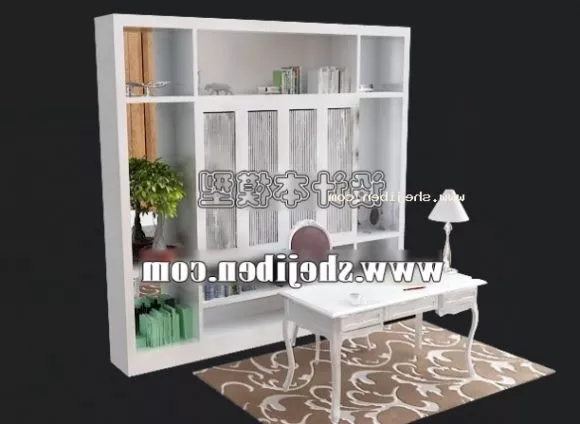 Chinese Bookshelf Wooden 3d model