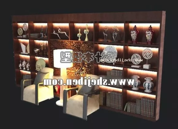 Chinese Showcase Bookcase Furniture 3d model Chinese Showcase Bookcase Furniture 3d model