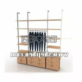 Wood Clothes Shelf Supermarket Furniture 3d model
