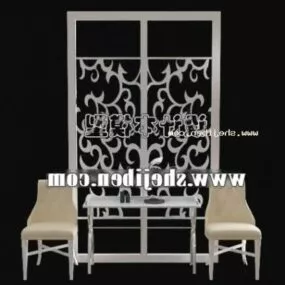 Screen Partition With Chair 3d model