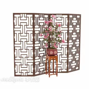 Screen Partition With Flower Pot Decoration 3d model