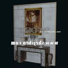 Screen Partition With Stool Table Decoration 3d model