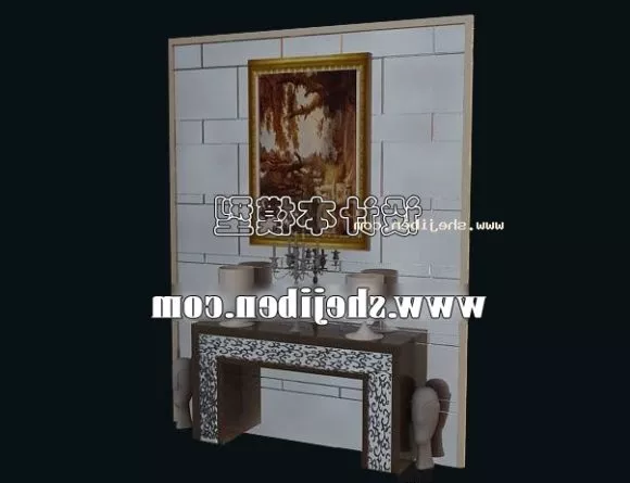Bar Table Bar Chair And Food Plate 3d model