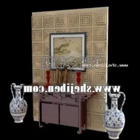 Screen Partition With Classic Vase Decoration 3d model