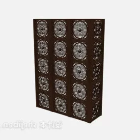 Screen Partition Black Wooden 3d model
