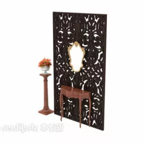 Art Flower Pot With Screen Partition 3d model