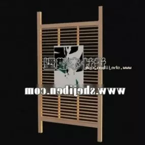 Screen Partition Wooden Louver With Painting 3d model