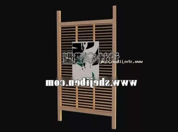 Screen Partition Wooden Louver With Painting 3d model Screen Partition Wooden Louver With Painting 3d model