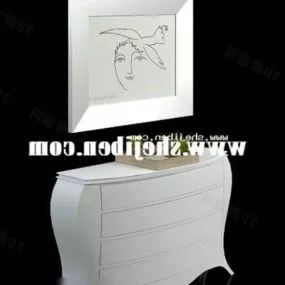 White Display Cabinet With Painting 3d model