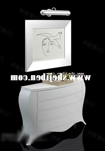 White Display Cabinet With Painting 3d model White Display Cabinet With Painting 3d model