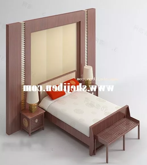 Bed Upholstery Grey Fabric 3d model