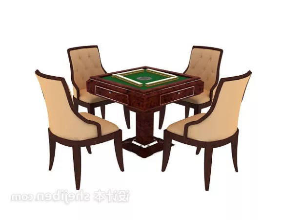Antique Mahjong Table Gaming Furniture 3d model Antique Mahjong Table Gaming Furniture 3d model