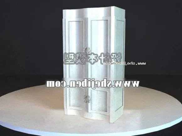 Wooden Wardrobe With Circle Open Door 3d model
