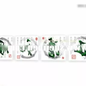 Chinese Classic Typography Painting 3d model