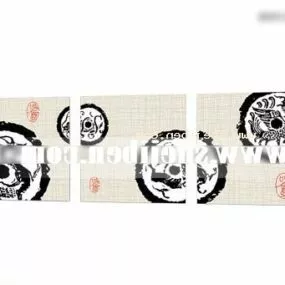Chinese Painting On Wall 3d model