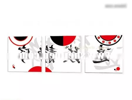 Chinese Three Painting With Text 3d model Chinese Three Painting With Text 3d model