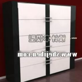 Sliding Door Wardrobe Black White Color 3d model