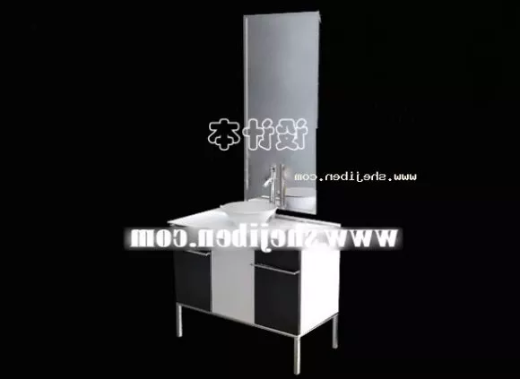 Washbasin On Table Cloth With Tableware 3d model