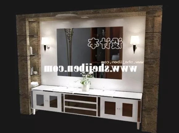 Retro Frame Mirror Furniture 3d model