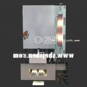 Modern Washbasin With Rectangular Mirror 3d model