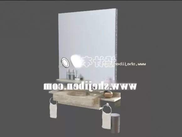 Marble Washbasin With Mirror 3d model Marble Washbasin With Mirror 3d model