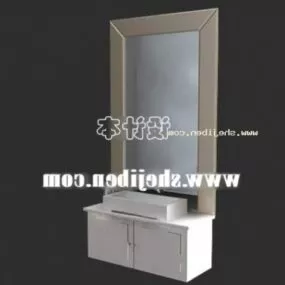 Rectangle Washbasin With Mirror Wood Frame 3d model