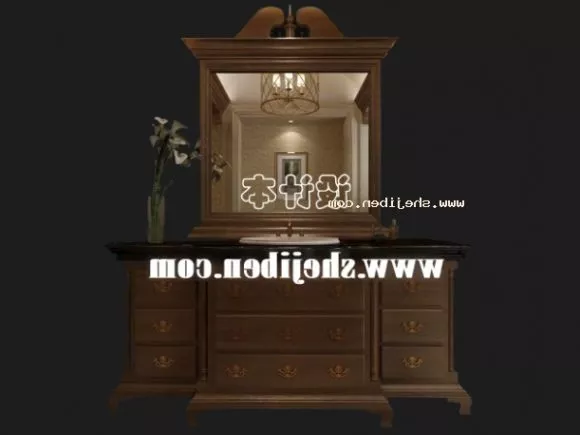 Bathroom Washbasin On Shelf 3d model