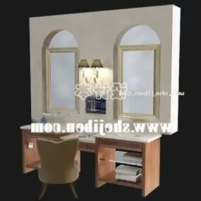 Washbasin With Table Chair And Cabinet 3d model