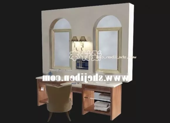Retro Table Furniture With Shelf 3d model