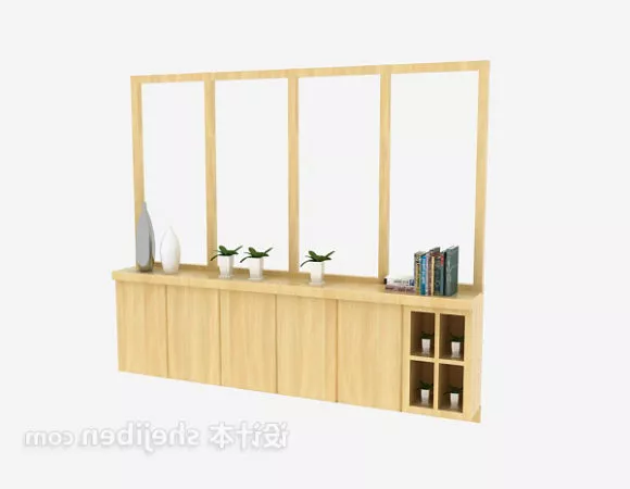 Ash Wood Shoe Cabinet With Tableware 3d model Ash Wood Shoe Cabinet With Tableware 3d model