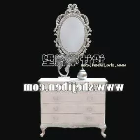 Classic Entrance Shoes Cabinet With Mirror 3d model