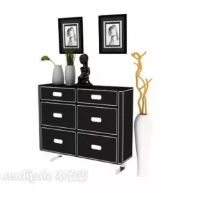 Black Shoes Cabinet Antique Style 3d model