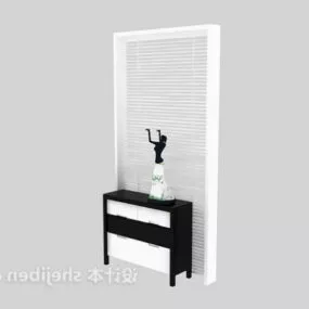 Entrance Shoes Cabinet With Vase 3d model