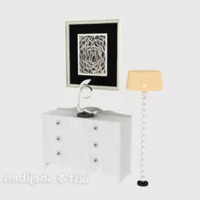 Entrance Shoes Cabinet White Painted 3d model