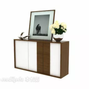 Shoes Cabinet With Flower Vase And Painting 3d model
