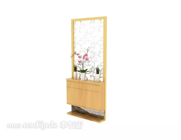 Simple Tv Cabinet With Floor Lamp 3d model