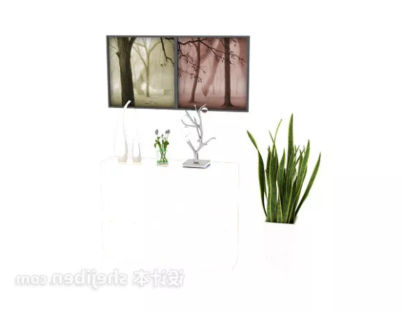 Potted Plant In Concrete Pot 3d model