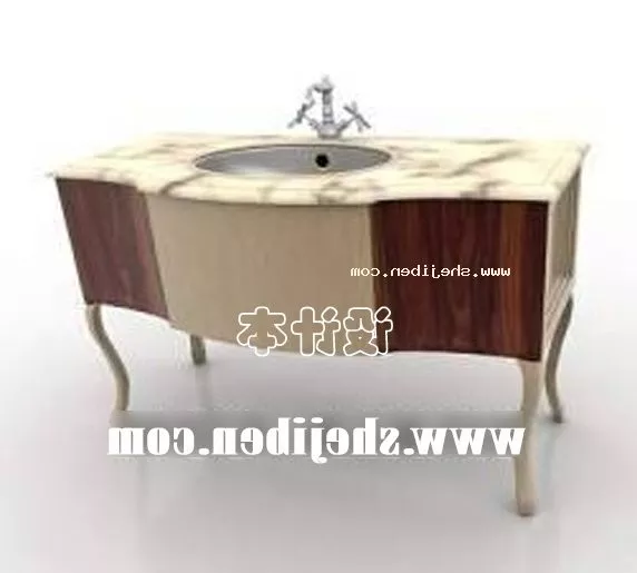 Washbasin With Black White Decorative Backwall 3d model