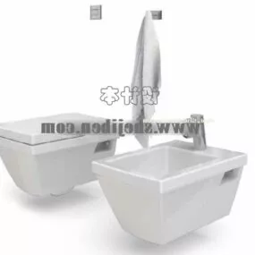 Modern Toilet Bidet With Cloth Hanger 3d model