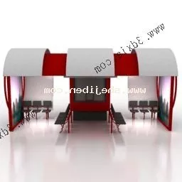 Bus Station Building Red Steel Structure 3d model