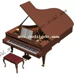 Grand Piano Wooden Color 3d model