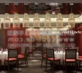 Restaurant Chinese Style Interior Scene 3d model