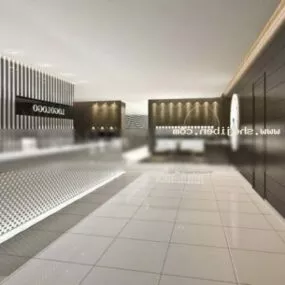 Office Front Desk Interior Scene 3d model