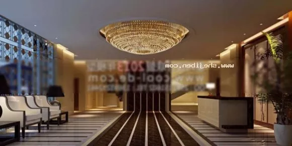 Large Office Hall With Floor Decorative 3d model