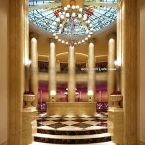 Luxurious Classic Hotel Hall Interior Scene 3d model