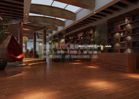 Hotel Room With Wide Windows And Carpet 3d model