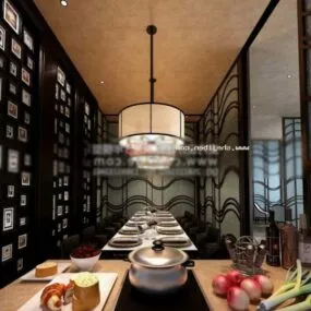Restaurant With Black Frame Interior Scene 3d model