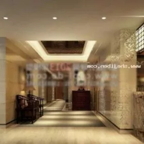 Small Hotel Lobby Interior Scene 3d model