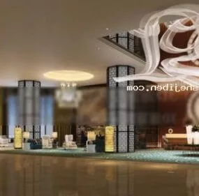 Hotel Interior Lobby Decorative With Lighting 3d model